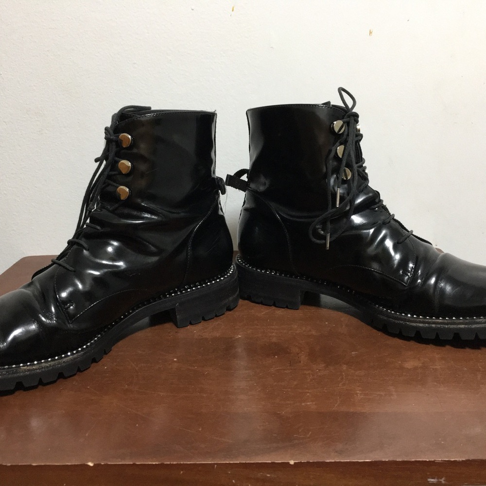 Christian Dior Leather Boots. With Rhinestones And Leather Laces And Lug Soles - Picture 6 of 13